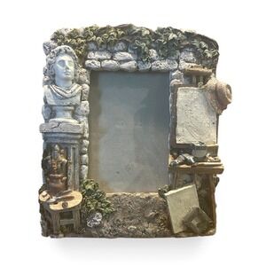 Vintage 3D Resin Picture Frame Italian Artist Scene Brick Wall Easel Painting